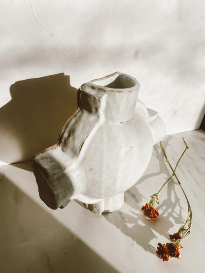 Cream Cross Patch Ceramic Vase