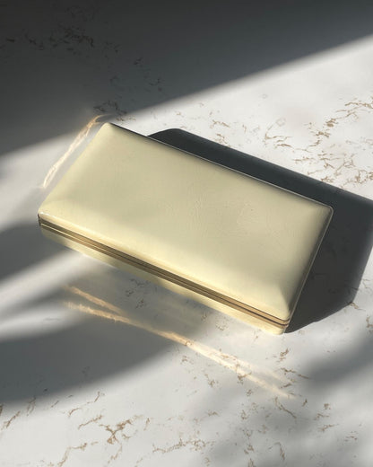 Vintage 13 Compartment Cream & Red Ring Jewelry Box