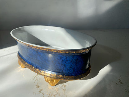 Royal Blue & Gold Porcelain Centerpiece Bowl