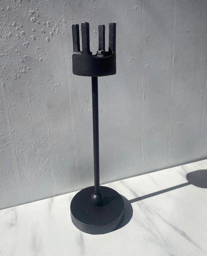 Van Keppel Green Brutalist Style Cast Iron Candle Holder