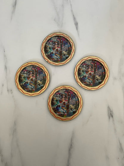 Vintage Hand Painted Alaskan Metal Coasters