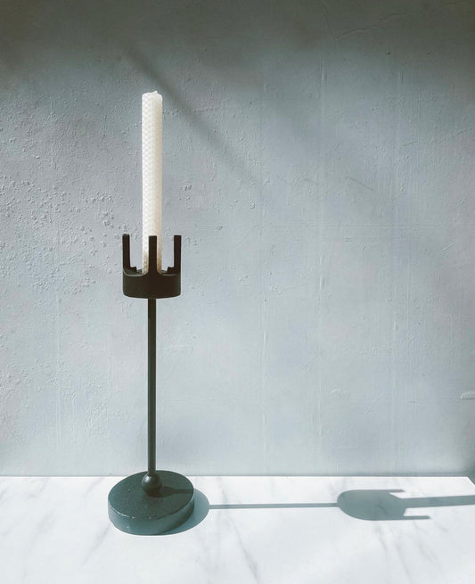 Van Keppel Green Brutalist Style Cast Iron Candle Holder
