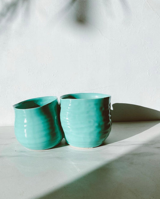 Duo Teal Sedona Conjoined Planter Pots