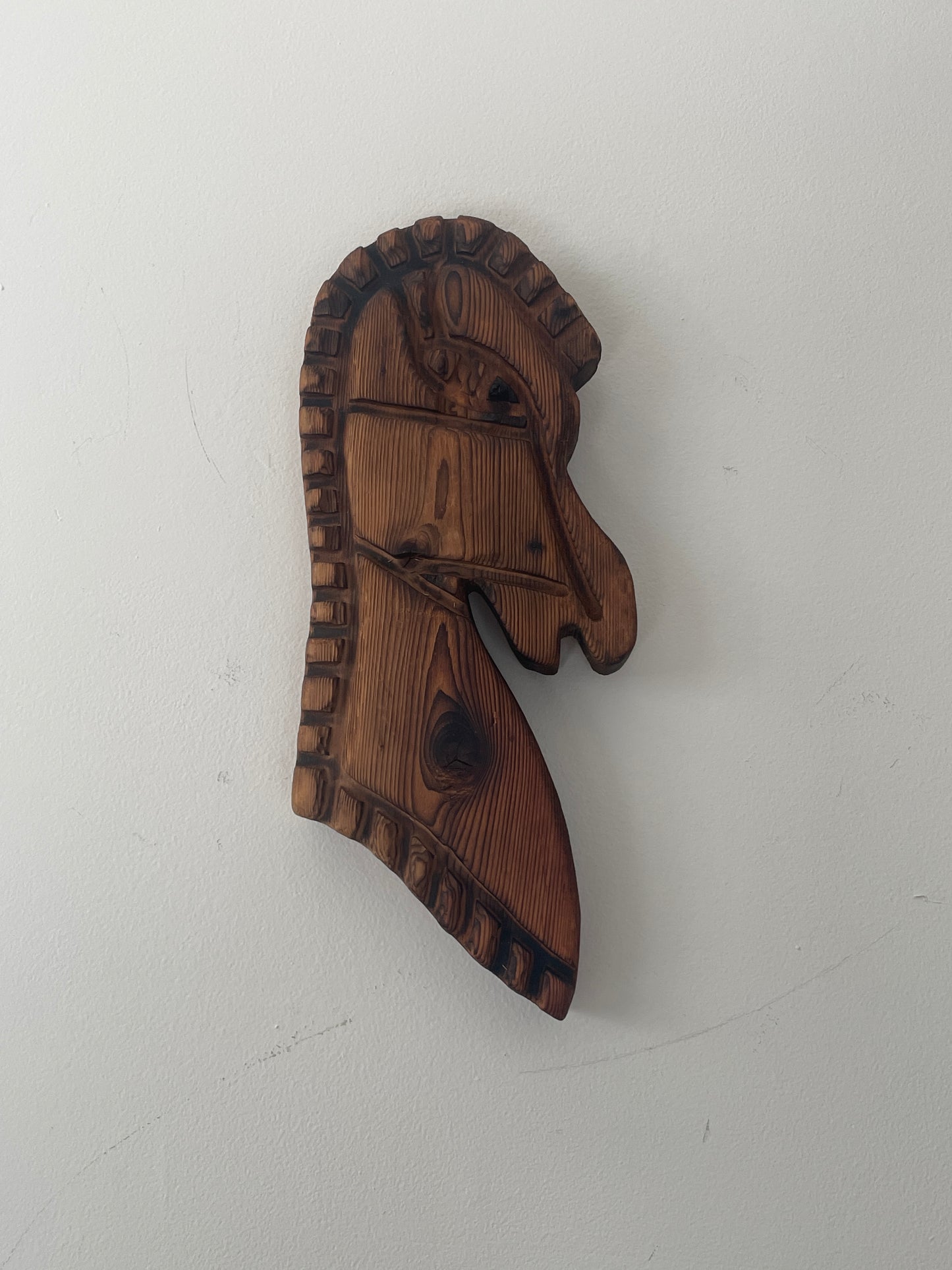 Hand-Carved Wooden His & Hers Horse Head Wall Hanging