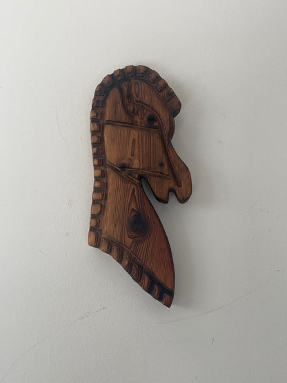 Hand-Carved Wooden His & Hers Horse Head Wall Hanging sold as pair of 2