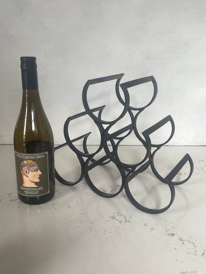 Minimalist Black Welded Iron 6 Bottle Wine Rack