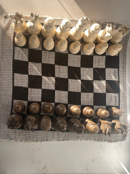 Cream & Brown Jumbo Wood Chess Set