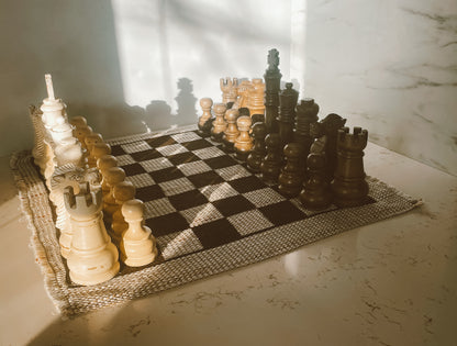 Cream & Brown Jumbo Wood Chess Set