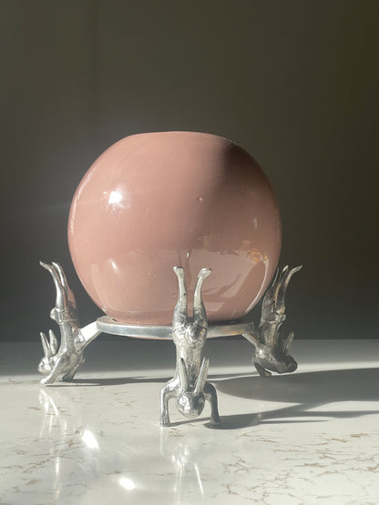 Arthur Cort Bunny Stand and Pink Vase