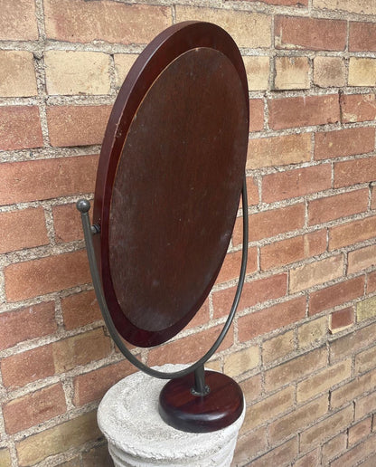 Oval Rotating Wood Mirror on Wood Pedestal - 22 in. tall, 13.5 in wide