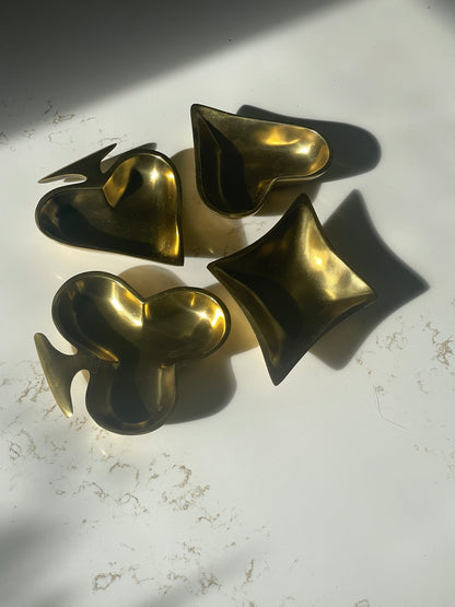 Gold Brass Coated Casted Aluminum Poker Suite Trinket Bowls