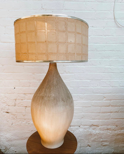 Large Textured Ceramic Lamp and Shade