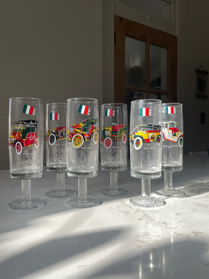 Vintage Italian Apéritif Stemware with vintage automotive design