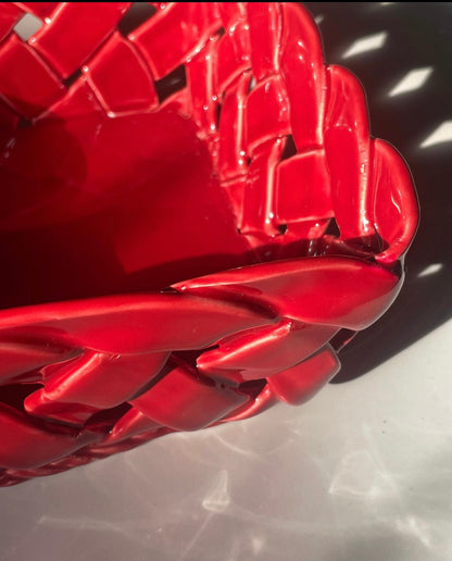 LC Italian Lattice Weave Ceramic Basket Fruit Bowl