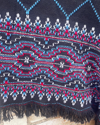 Nordic Handknit Embroidered Winter Throw Blanket