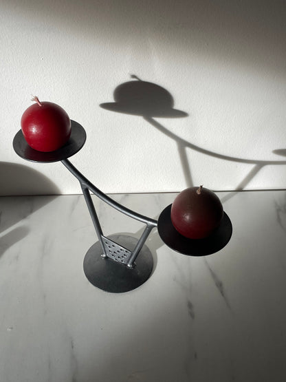 Tiered Silver Coated Forged Steel Candle Holder