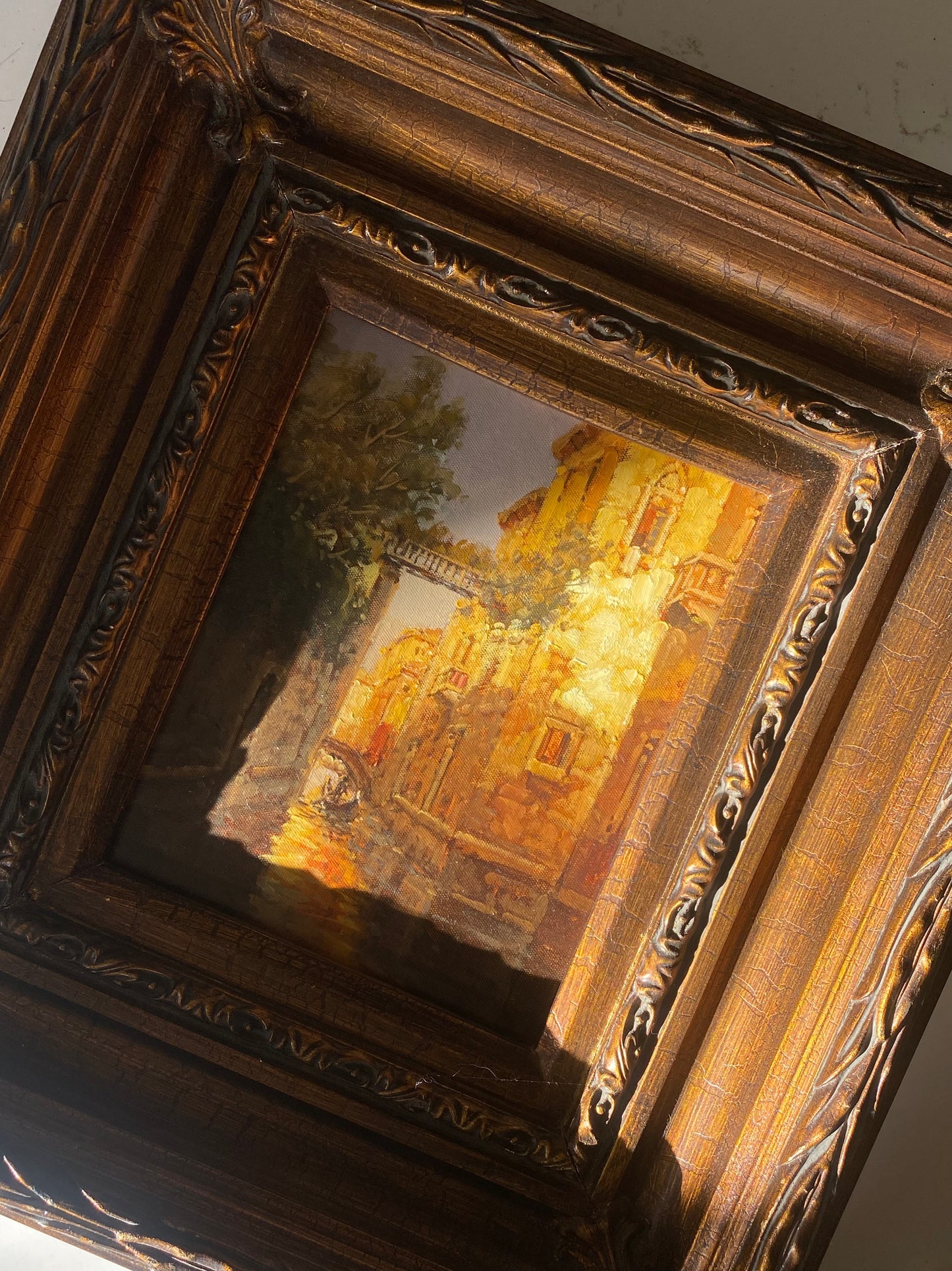 Old World Venice & Cathedral Painting Framed and Signed Art