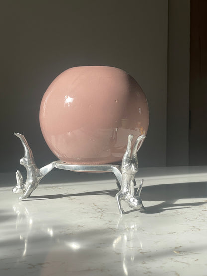 Arthur Cort Bunny Stand and Pink Vase