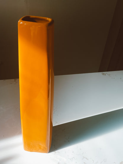 Orange Pillar Ceramic Vase