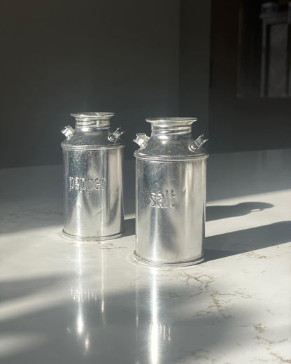 Vintage Aluminum Milk Can Salt and Pepper Shakers