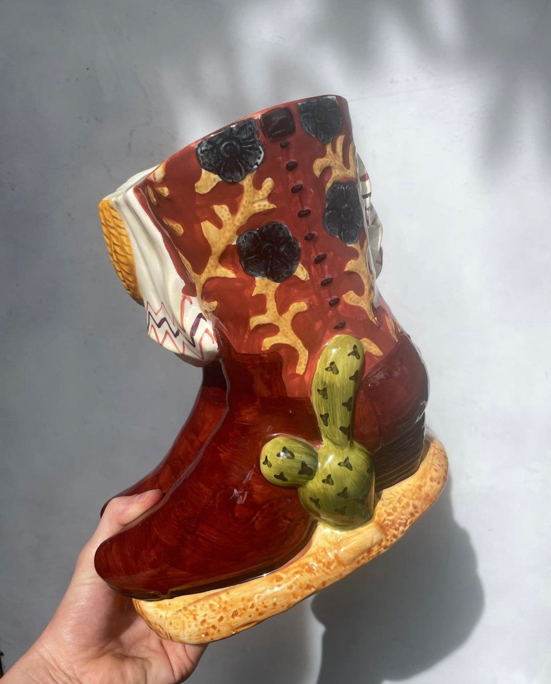 Ceramic Cowboy Boot Planter
