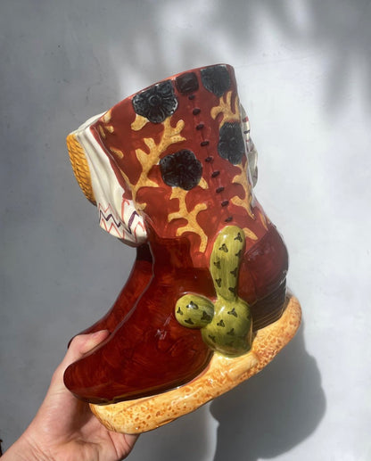 Ceramic Cowboy Boot Planter