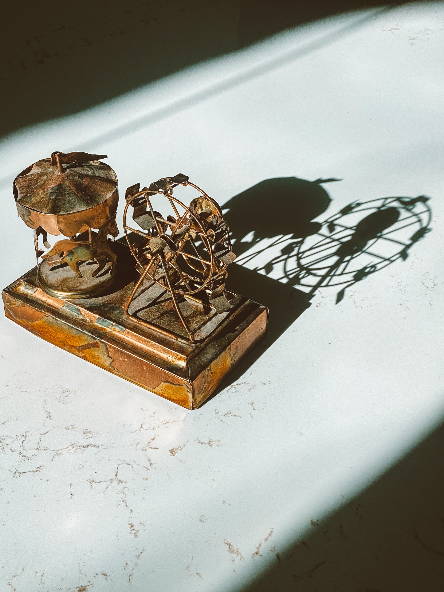 Vintage Copper Carnival Scene Music Box