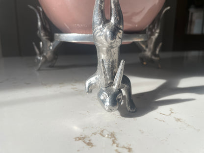 Arthur Cort Bunny Stand and Pink Vase