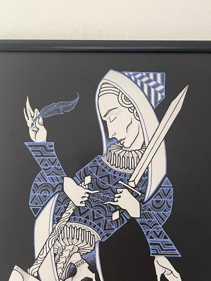 Queen of Diamonds Tarot-Style Framed