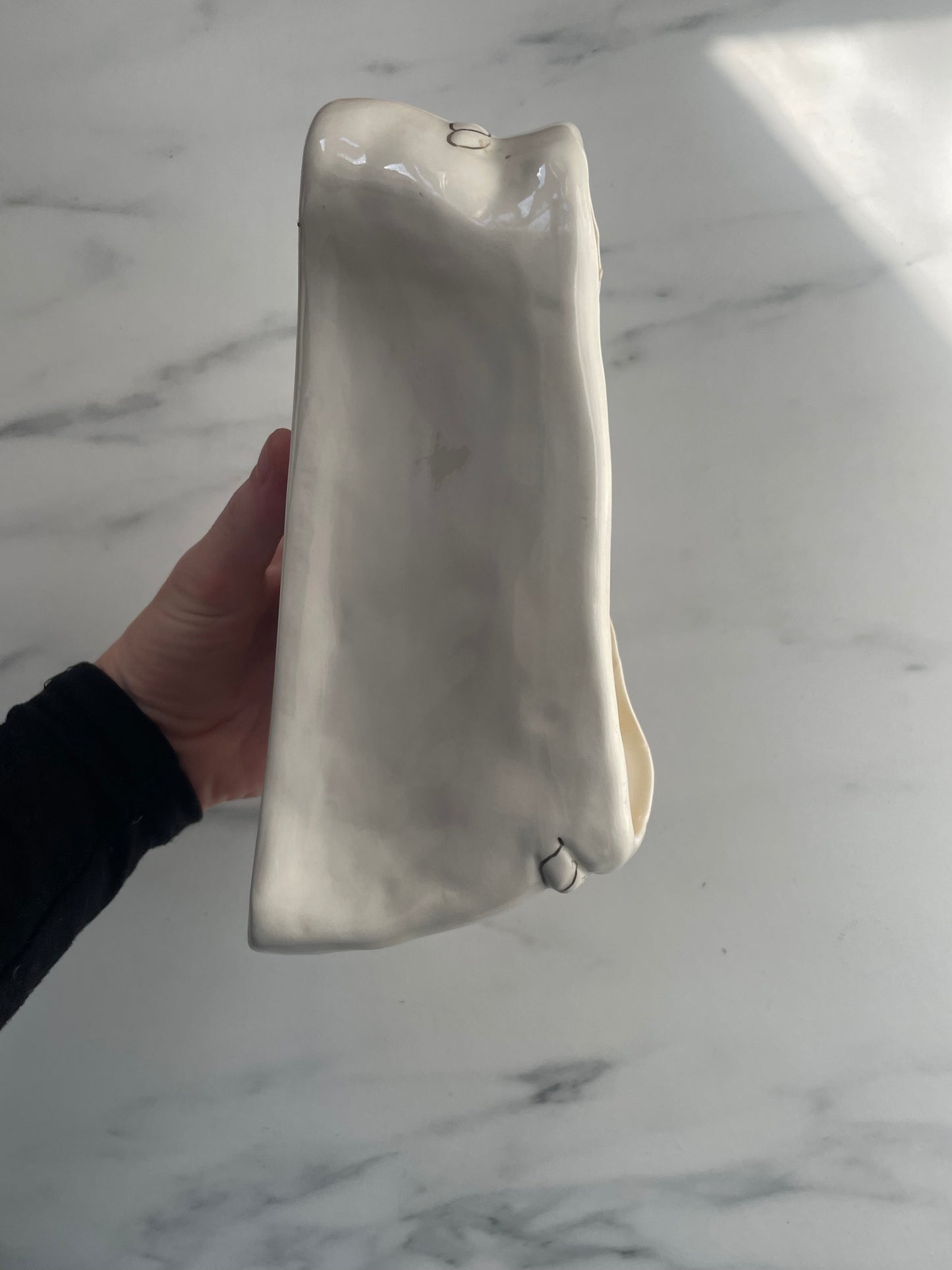 Sculpted Slouchy Clutch with Gold Ceramic Rope Ceramic Planter
