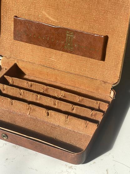 Vintage Leather Gold Embossed Chess Piece Valet Case by Hickock