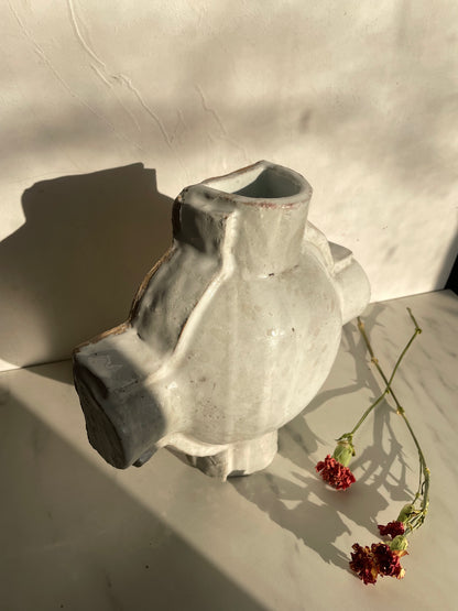 Cream Cross Patch Ceramic Vase