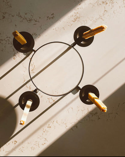 Welded and Brown Matte Colored Iron Round Candelabra Centerpiece