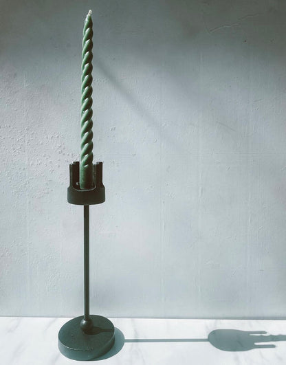 Van Keppel Green Brutalist Style Cast Iron Candle Holder