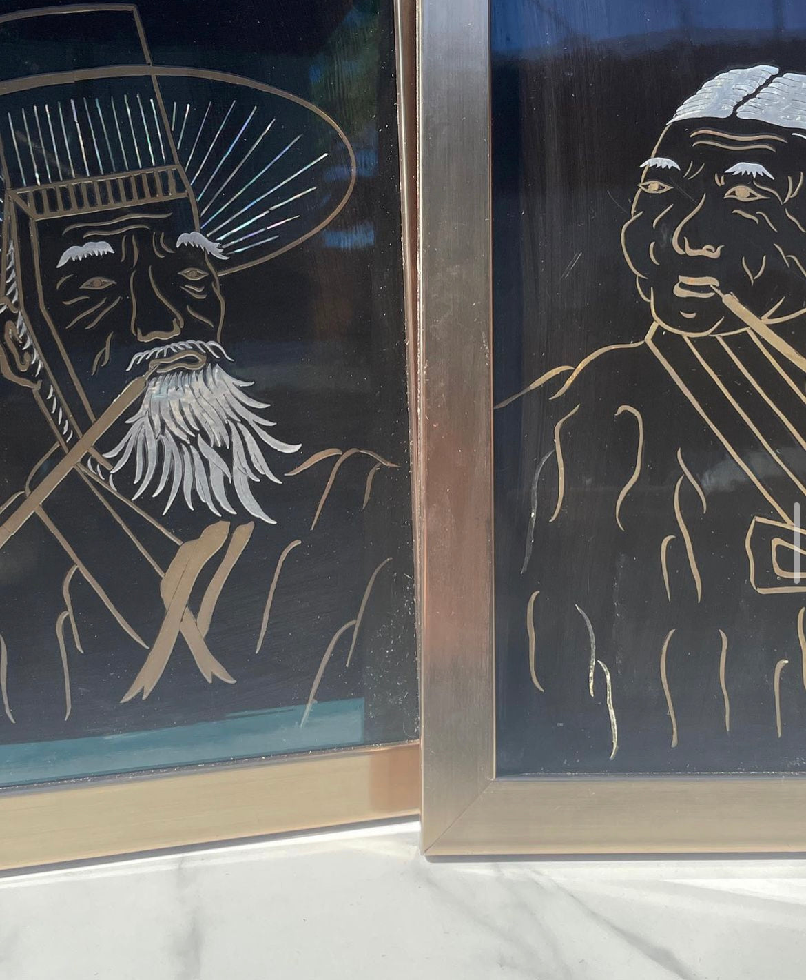 Couple Smoking Pipes Line Art (Pair/Set)