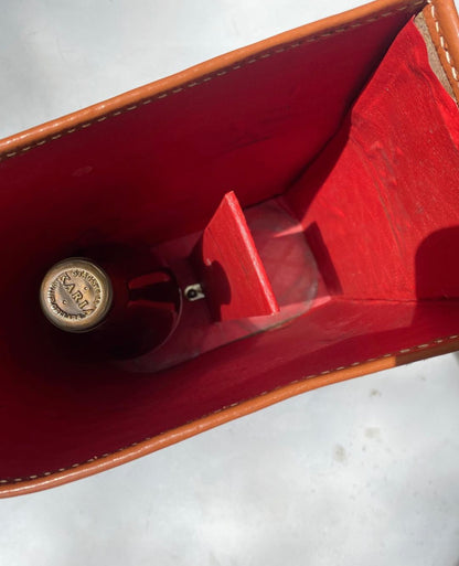 Vintage Leather 2-Wine Bottle Carrier with Gold Pressed Lettering