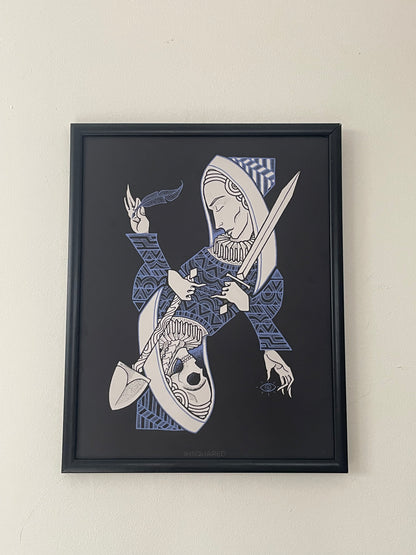Queen of Diamonds Tarot-Style Framed
