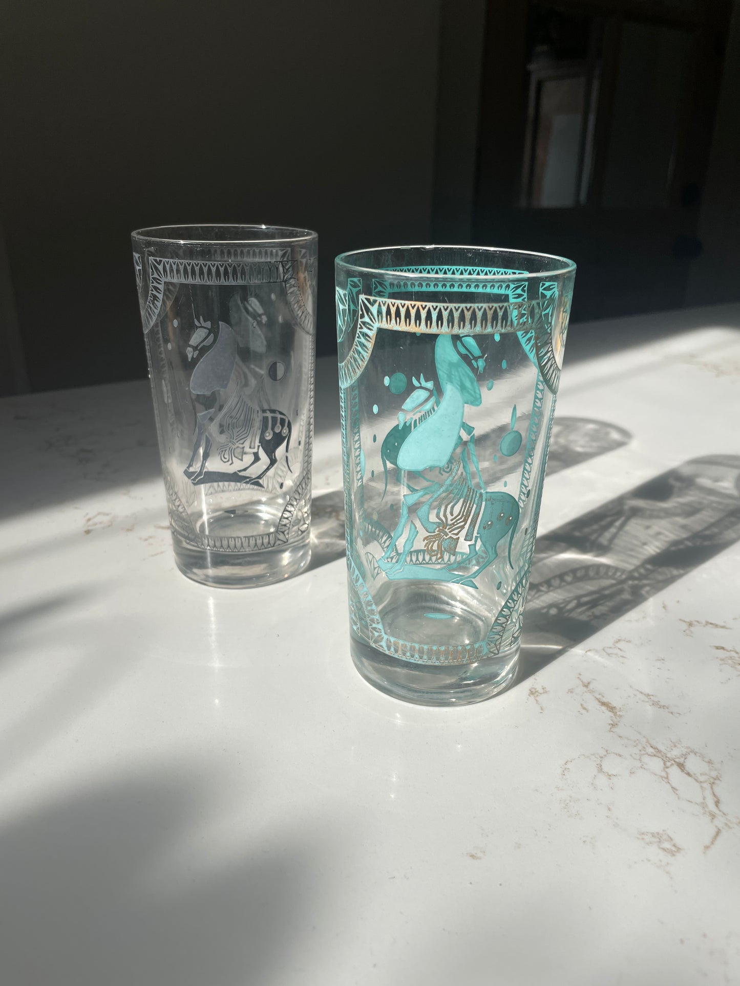 Vintage Trojan Horse Collins Glasses - Signed Fred Press