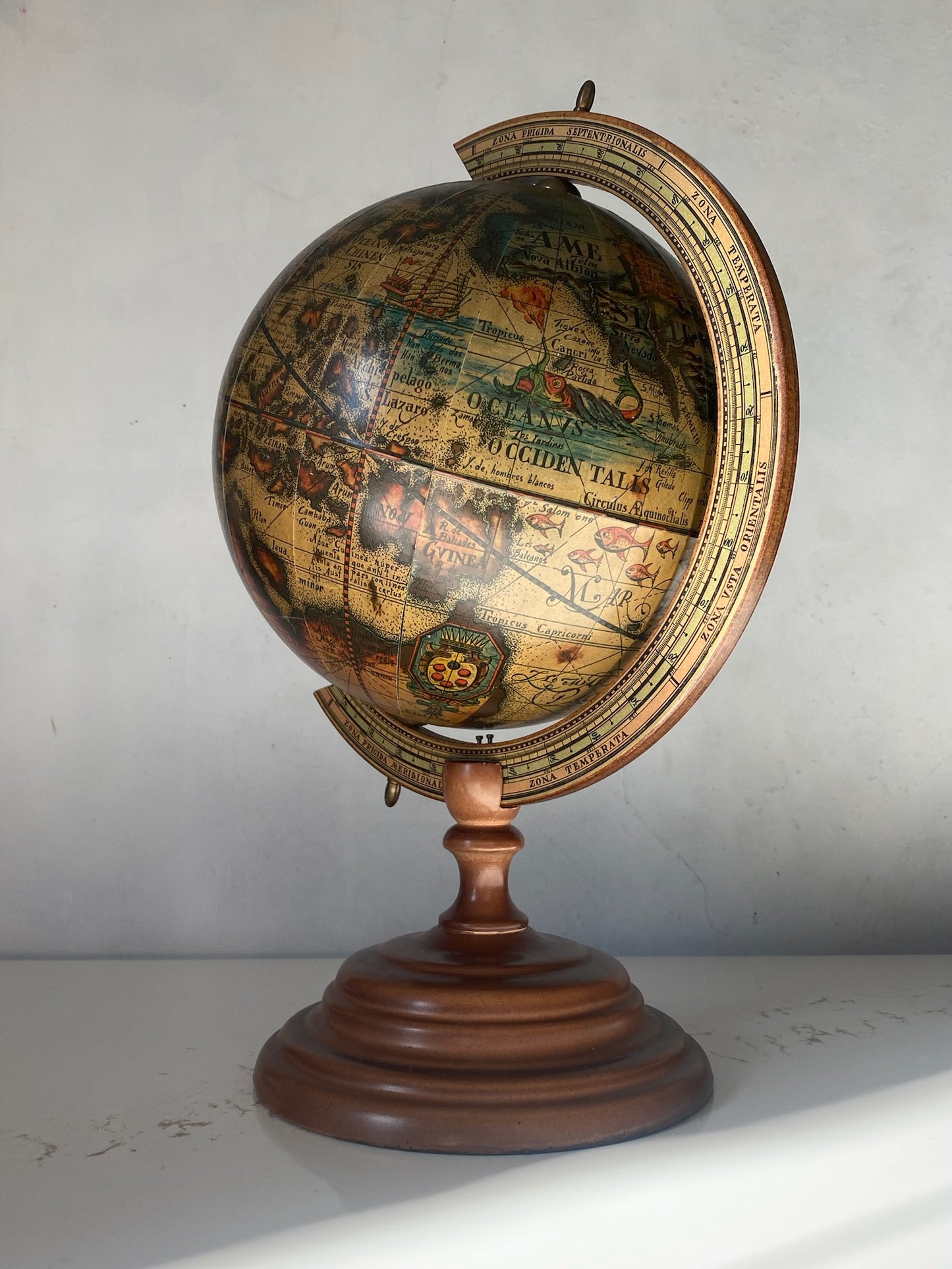 Vintage Old World Dark Toned Italian Astrology Globe