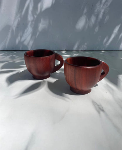 Pair of Hand Made Wooden Espresso Cups