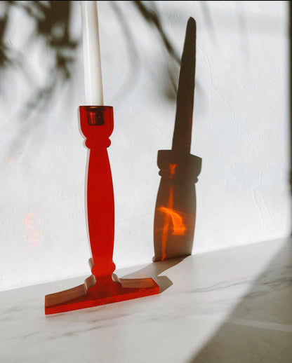 Dimensional Block Red Candle Holder