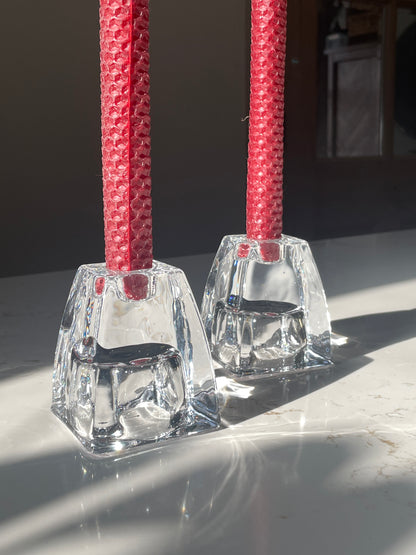 Swedish Glass Ice Cube Dual-Sided Taper Candle & Votive Candle Holder