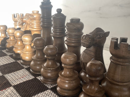 Cream & Brown Jumbo Wood Chess Set