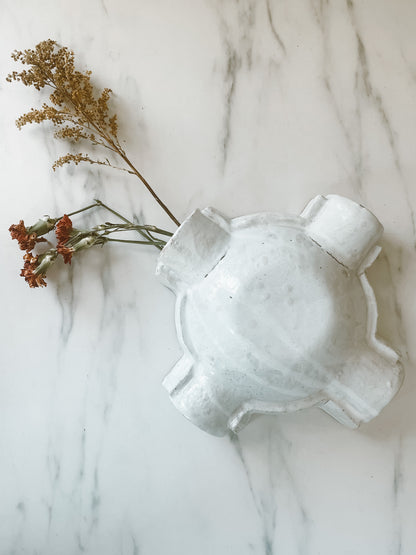 Cream Cross Patch Ceramic Vase