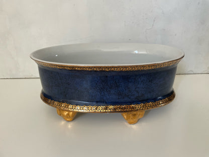 Royal Blue & Gold Porcelain Centerpiece Bowl