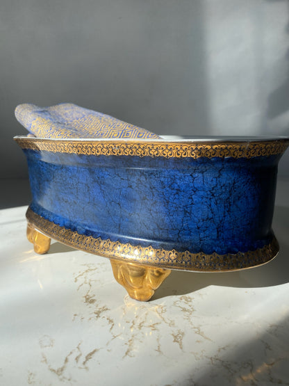 Royal Blue & Gold Porcelain Centerpiece Bowl