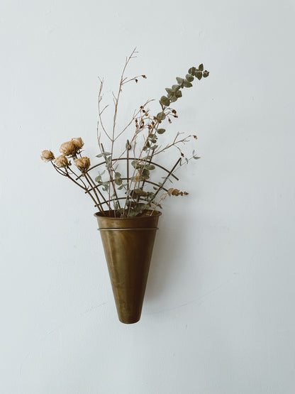 Handcrafted Solid Brass Wall Vase