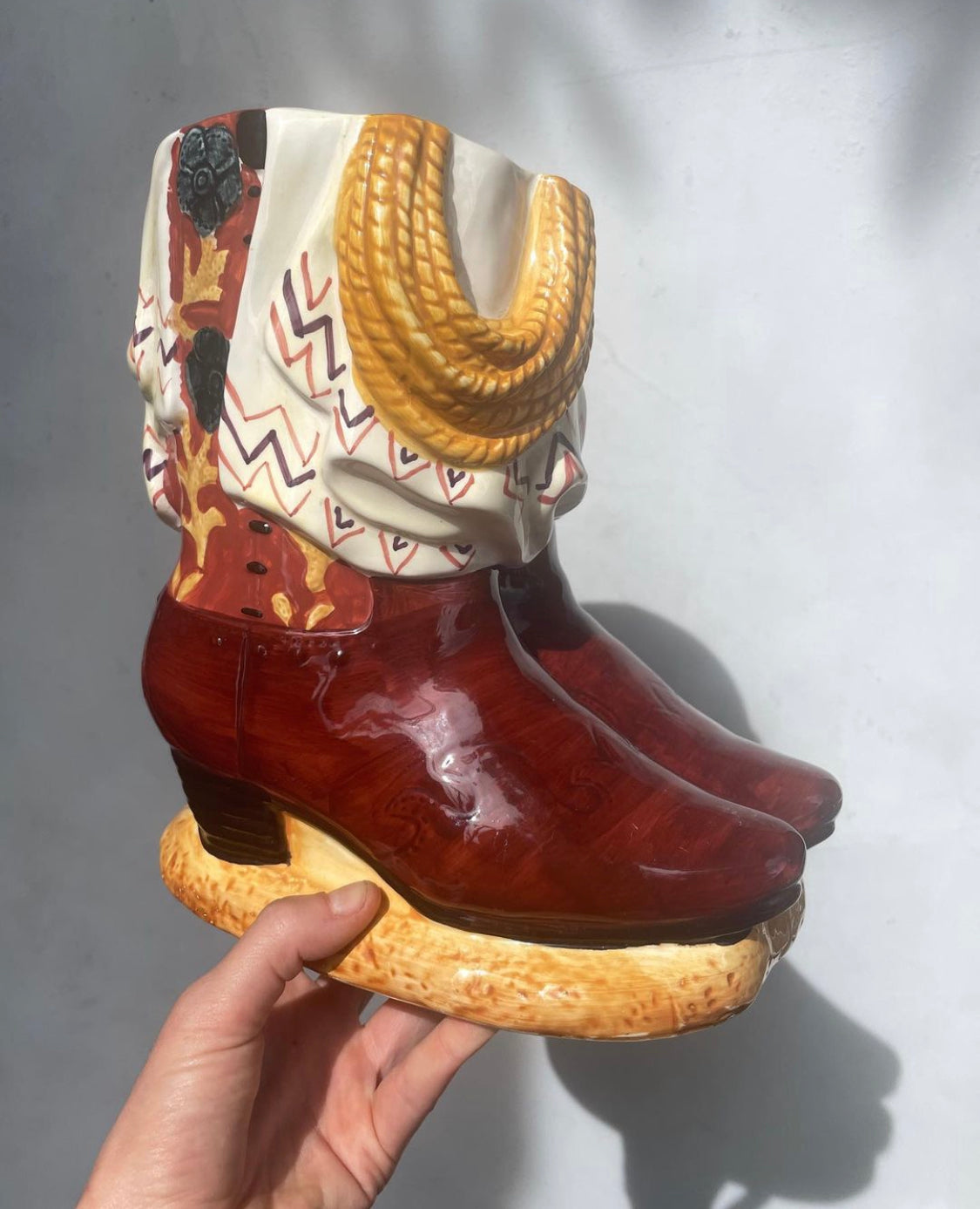 Ceramic Cowboy Boot Planter
