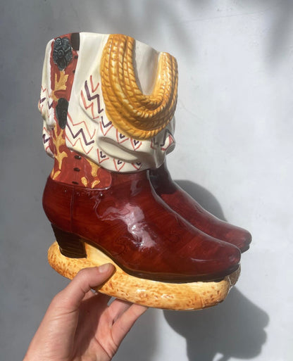 Ceramic Cowboy Boot Planter