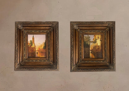 Old World Venice & Cathedral Painting Framed and Signed Art